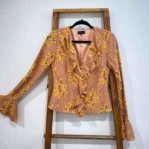 Revolve Majorelle Floral Lace Ruffle Blouse